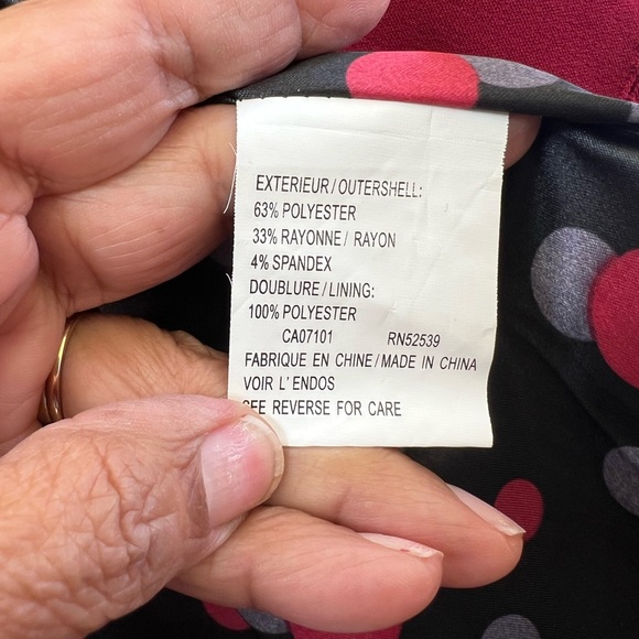 Platinum Burgundy Double Breasted Peacoat Jacket Polka Dot Lining Size L - Picture 5 of 7